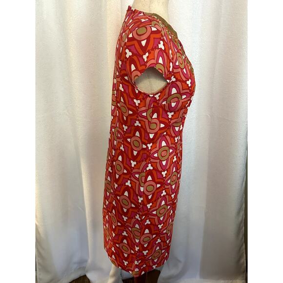 Mud Pie Red/Pink Gold Embroidered V Neck Cap Sleeve Dress Size SM (4/6) - Picture 5 of 8